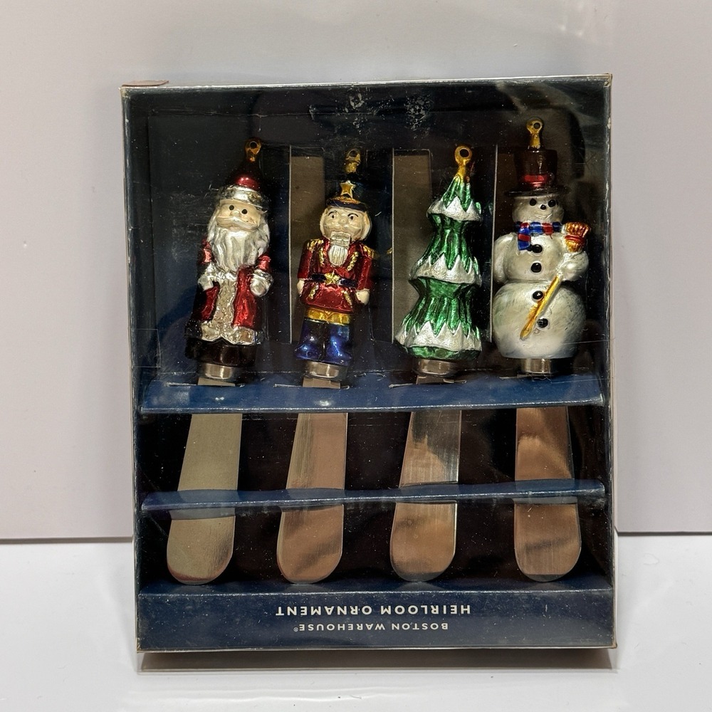 Set 4 Boston Warehouse Stainless Steel Knives Spreaders Christmas  Ornaments